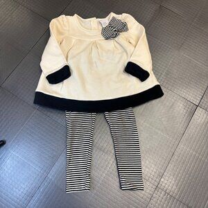 PIPER & POSIE GIRLS 2 PIECE FALL WINTER OUTFIT SHIRT LEGGINGS BLACK AND WHITE 24